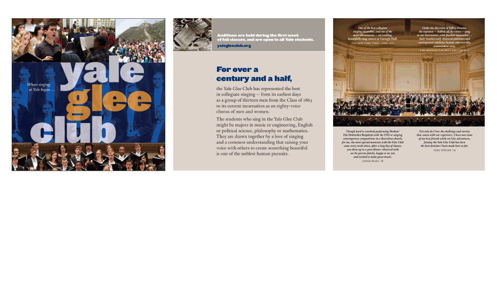 Yale Glee Club freshman brochure