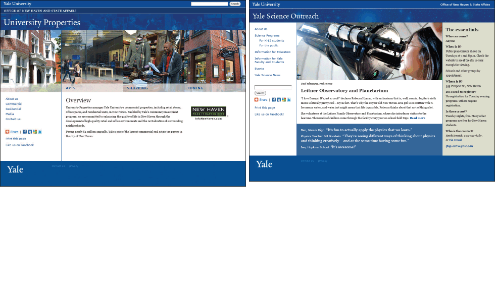 Yale websites